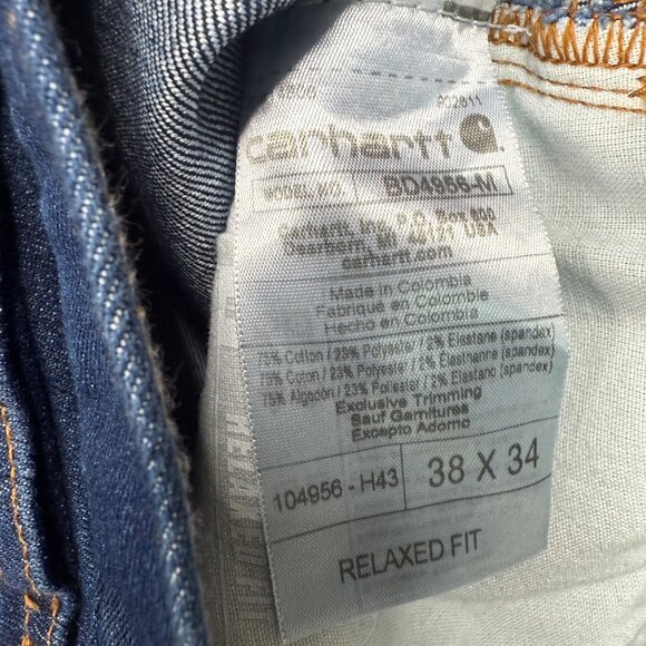 Carhartt Mens Size 38x34 Blue Force Relaxed Fit Low Rise 5-Pocket Jeans - Picture 5 of 10